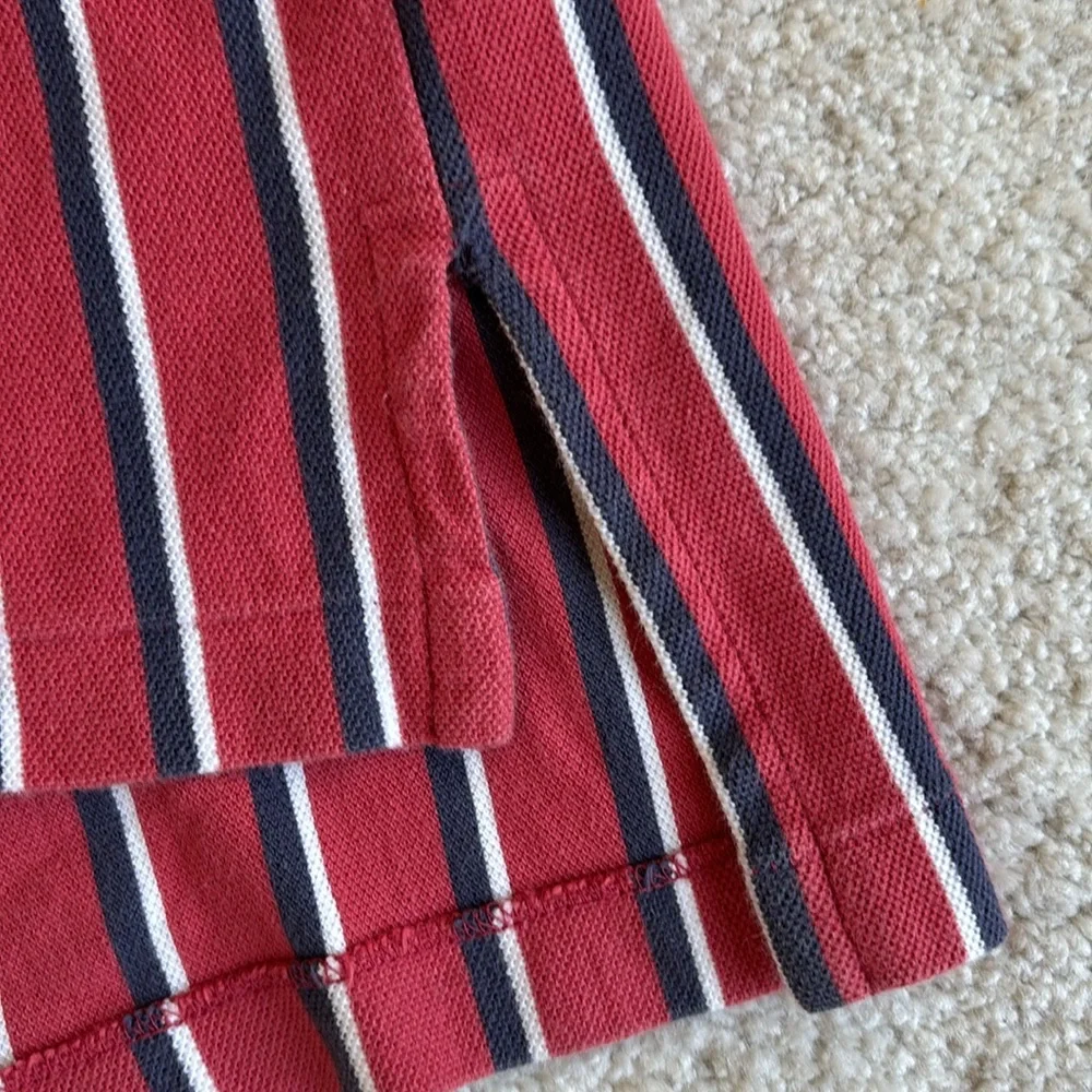 Vintage Polo Ralph Lauren Red White Striped Pique Golf Polo Shirt Men’s XXL Tall